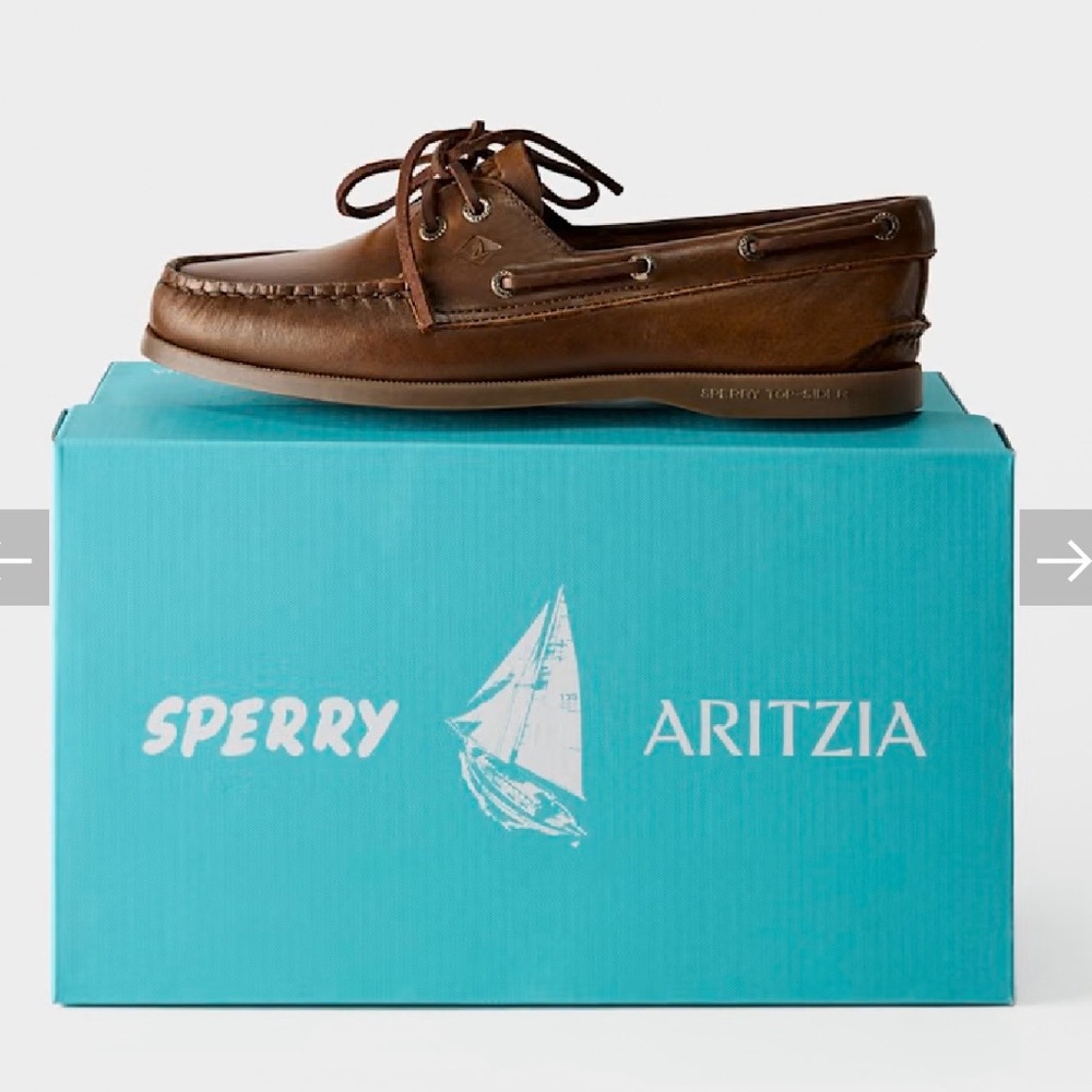 Sperry Brown Leather Boat Shoe with Green & Cream Tassels - Picture 4 of 4